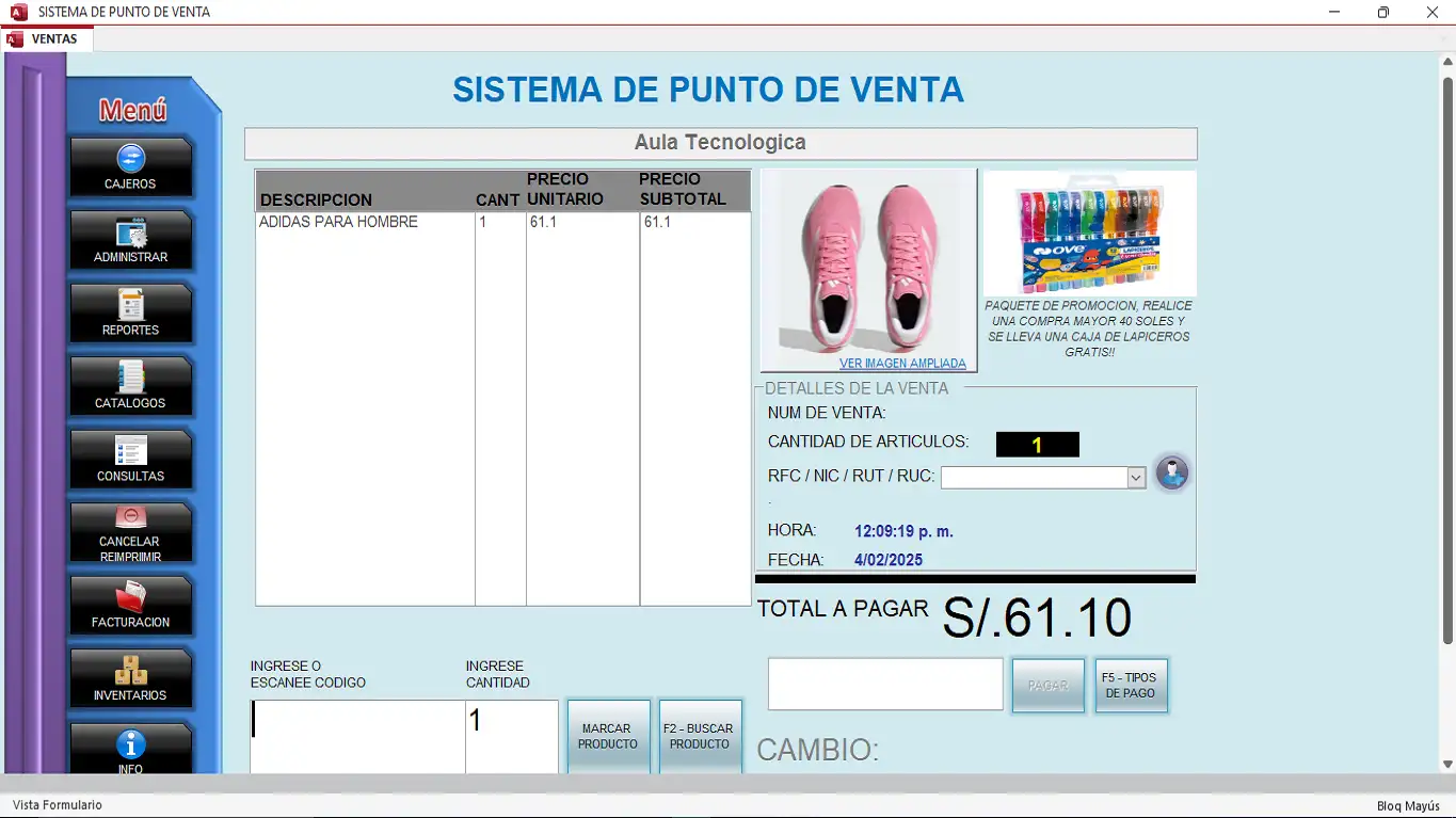 Sistema POS básico desarrollado en access