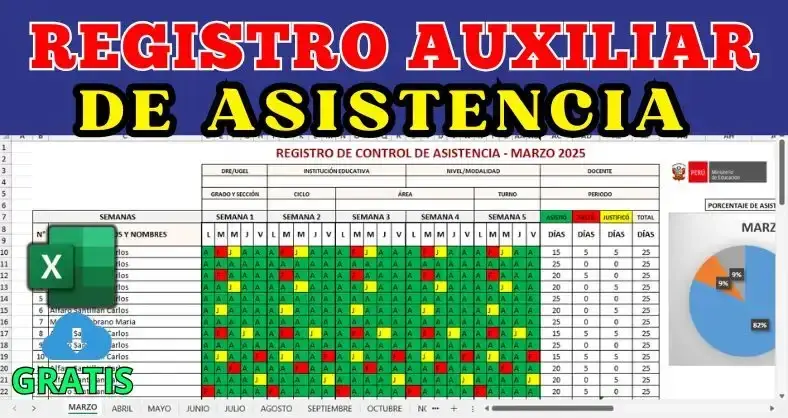 Descarga Gratis el Registro de Asistencia Escolar 2026 Editable para Primaria y Secundaria en Formato Listo para Imprimir